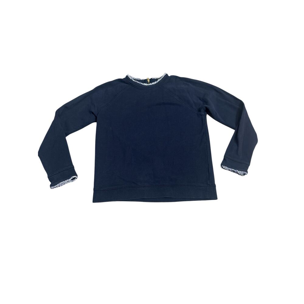 J.Crew Mercantile Navy Sweatshirt Ruffle Trim Gold
Back Zip S